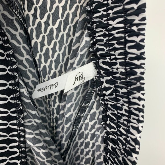 NY Collection Pants Black Geometric Printed Pull On Straight - Picture 7 of 8